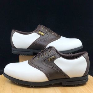 Foot Joy TurfMasters Mens Size 10.5 W Style 53783 White/Brown Saddle Golf Shoes